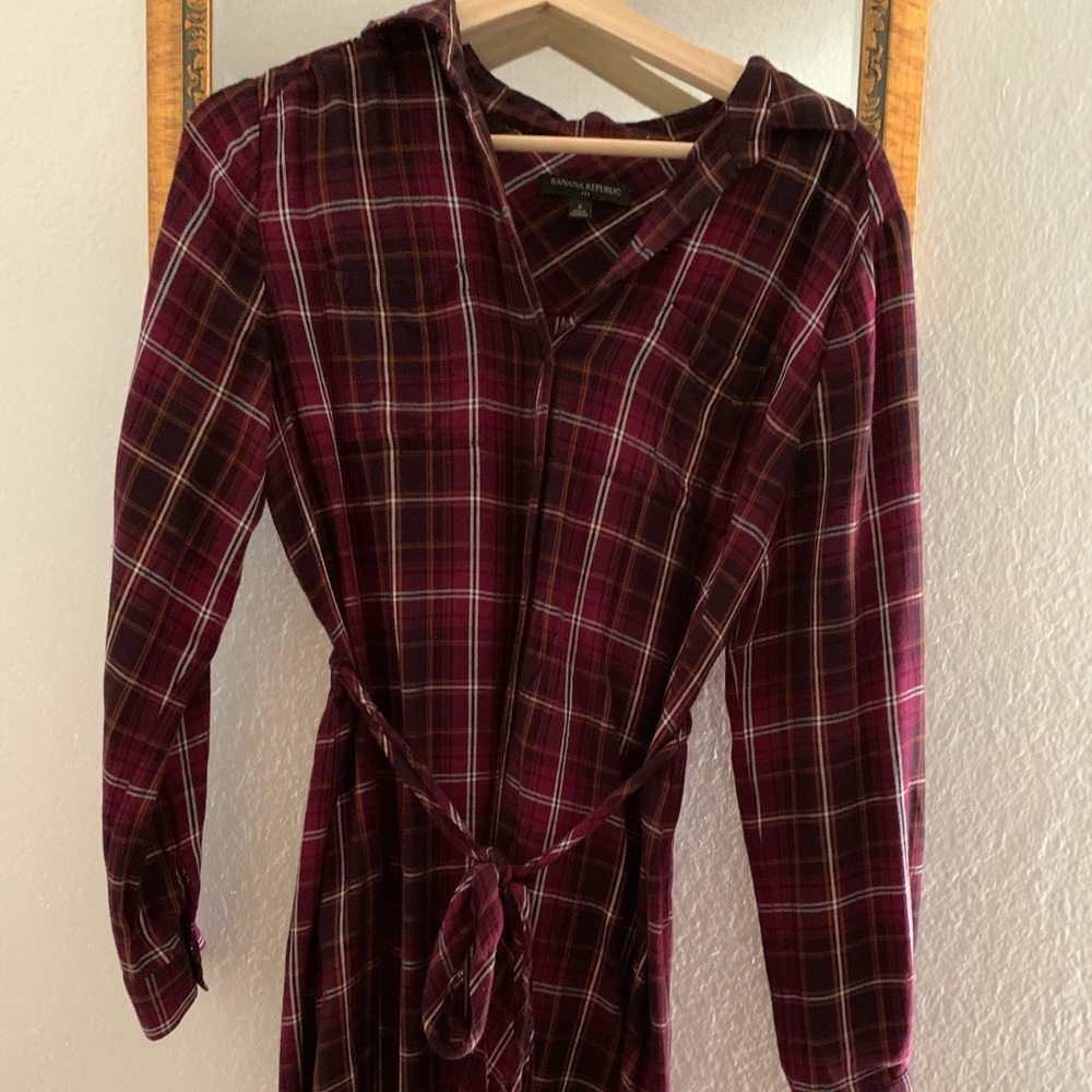 Plaid burgundy dress